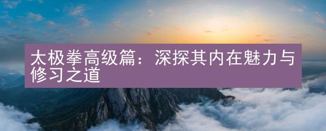 太极拳高级篇：深探其内在魅力与修习之道