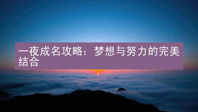 一夜成名攻略：梦想与努力的完美结合