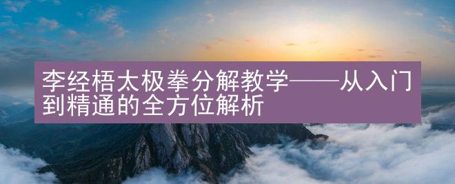 李经梧太极拳分解教学——从入门到精通的全方位解析